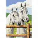 Две светло-серые лошади Раскраска картина по номерам на холсте