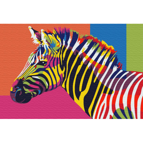 Цветная зебра Раскраска картина по номерам на холсте
