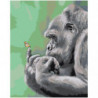 Задумчивая обезьяна с бабочкой 100х125 Раскраска картина по номерам на холсте