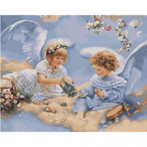 Чаепитие ангелов Раскраска картина по номерам на холсте