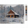 Домик в заснеженном лесу 80х100 Раскраска картина по номерам на холсте
