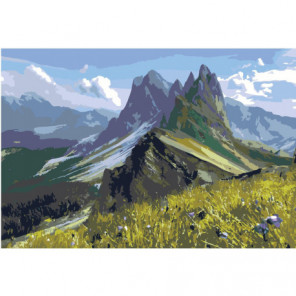 Горный пейзаж Раскраска картина по номерам на холсте