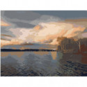 Закат на озере Раскраска картина по номерам на холсте