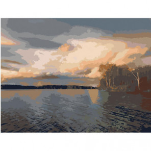 Закат на озере 60х80 Раскраска картина по номерам на холсте