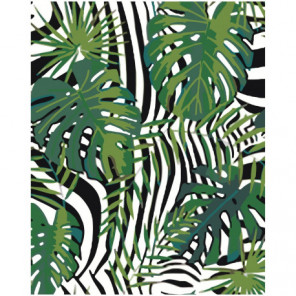 Тропические листья и полосы 80х100 Раскраска картина по номерам на холсте