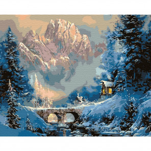  Зима в горах Картина по номерам на дереве KD0668