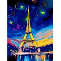Ночь в Париже Раскраска картина по номерам на холсте