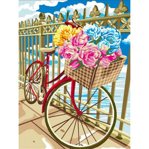  Велосипед в цветах Раскраска картина по номерам на холсте EX6114