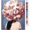 Пионовая цветочная голова девушки 80х100 Раскраска картина по номерам на холсте