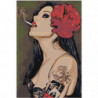 Девушка с красным цветком и сигаретой 80х120 Раскраска картина по номерам на холсте