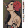 Девушка с красным цветком и сигаретой 80х120 Раскраска картина по номерам на холсте