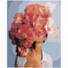 Красная цветочная голова девушки Раскраска картина по номерам на холсте