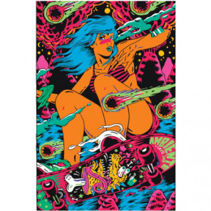 Девушка на скейте поп-арт Раскраска картина по номерам на холсте