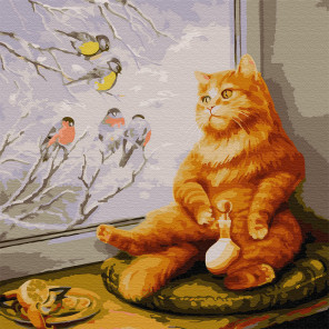  Рыжий кот Раскраска картина по номерам на холсте KH0740