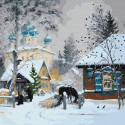 Зима в деревне Раскраска картина по номерам на холсте