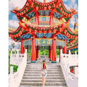 Сложность и количество цветов Китайский храм Раскраска картина по номерам на холсте MCA866