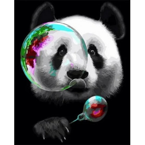  Панда с мыльными пузырями Раскраска картина по номерам на холсте MCA877