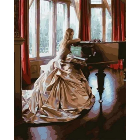  Леди у рояля Раскраска картина по номерам на холсте MCA816