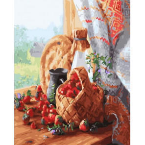 Сложность и количество цветов Лукошко с клубникой Раскраска картина по номерам на холсте МСА498