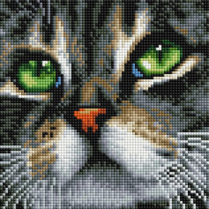 Сложность и количество цветов Зеленоглазый кот Алмазная вышивка мозаика на подрамнике UС196