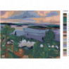 Речной пейзаж 100х125 Раскраска картина по номерам на холсте
