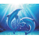 Дельфины в игре Алмазная мозаика на подрамнике