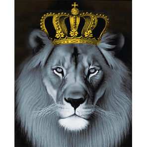 Фото холста Лев с золотой короной Алмазная мозаика на подрамнике LG235