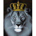 Лев с золотой короной Алмазная мозаика на подрамнике