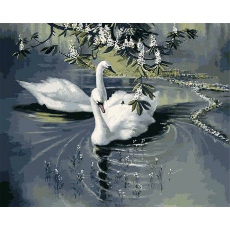Белые лебеди Раскраска (картина) по номерам акриловыми красками на холсте Iteso