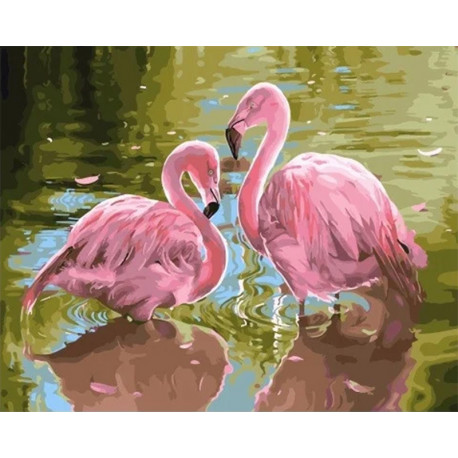  Розовые фламинго Раскраска картина по номерам на холсте МСА706