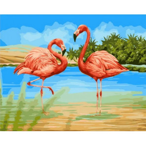  Фламинго в воде Раскраска картина по номерам на холсте GX35834