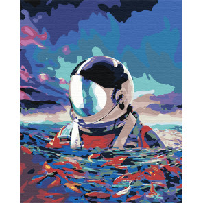  Астронавт в море Раскраска картина по номерам на холсте AAAA-RS001-80x100