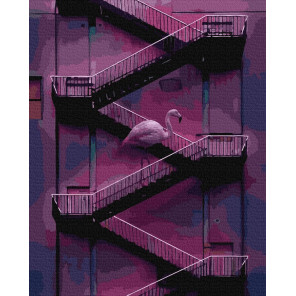  Фламинго на лесенке Раскраска картина по номерам на холсте ZX 23862
