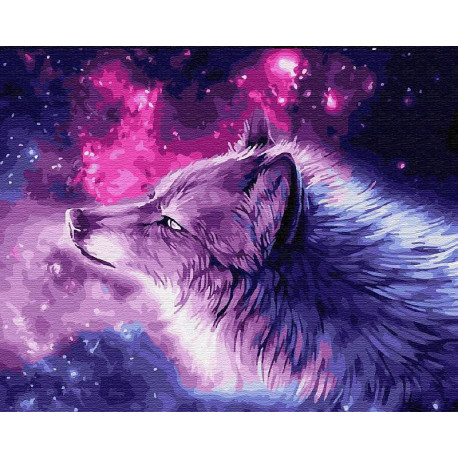  Волк и звезды Раскраска картина по номерам на холсте ZX 23677
