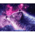 Волк и звезды Раскраска картина по номерам на холсте