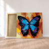 Пример картины в интерьере Акварельная бабочка синяя 1 Раскраска картина по номерам на холсте AAAA-RS003-80x80