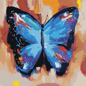 Палитра используемых цветов Акварельная бабочка синяя 2 Раскраска картина по номерам на холсте AAAA-RS004-80x80