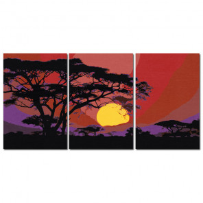  Африка Триптих Раскраска картина по номерам на холсте AAAA-TRIPT002