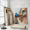 Пример в интерьере Котёнок и бабочка на носу Раскраска картина по номерам на холсте AAAA-JV3