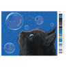 Палитра цветов Черный кот и мыльные пузыри Раскраска картина по номерам на холсте AAAA-JV1-80x100