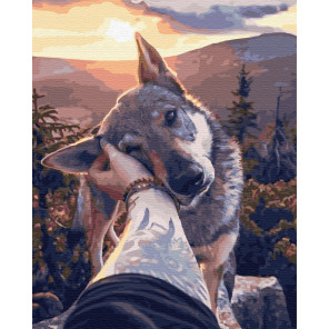  Верный волчонок Раскраска картина по номерам на холсте ZX 23659