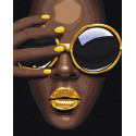Девушка с золотыми очками Раскраска картина по номерам с неоновыми красками на холсте