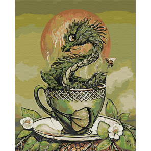 Пример в интерьере Хранитель зелёного чая. Дракон Раскраска картина по номерам на холсте AAAA-JV4-80x100