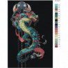 Японский дракон 80х120 Раскраска картина по номерам на холсте
