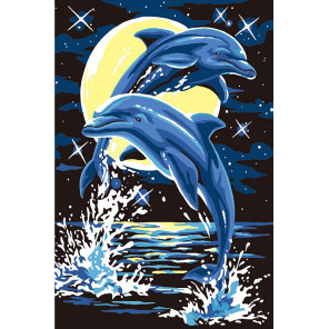  Лунные дельфины Раскраска по номерам на холсте KH0853