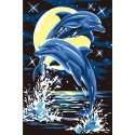 Лунные дельфины Раскраска по номерам на холсте