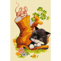 Котёнок в ботинке Раскраска по номерам на холсте
