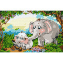 Слоны в джунглях Раскраска по номерам на холсте