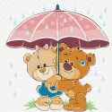 Медвежата в летний дождь Раскраска картина по номерам на холсте