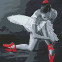Балерина в красных пуантах Раскраска картина по номерам на холсте